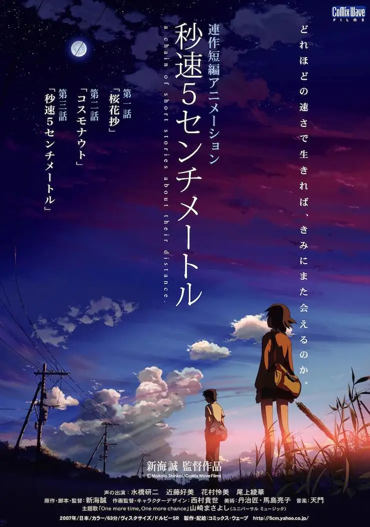 5 Centimeters per Second (2007, 秒速5センチメートル), directed by Makoto Shinkai.